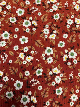 Load image into Gallery viewer, P2243-FL51472-Y C12 RUST/GREEN PRINTED RIB KNIT FLORAL
