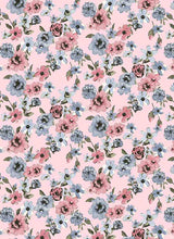 Load image into Gallery viewer, P2243-FL51563-Y C11 PINK/BLUE PRINTED RIB KNIT FLORAL DTY BRUSH PRINTS
